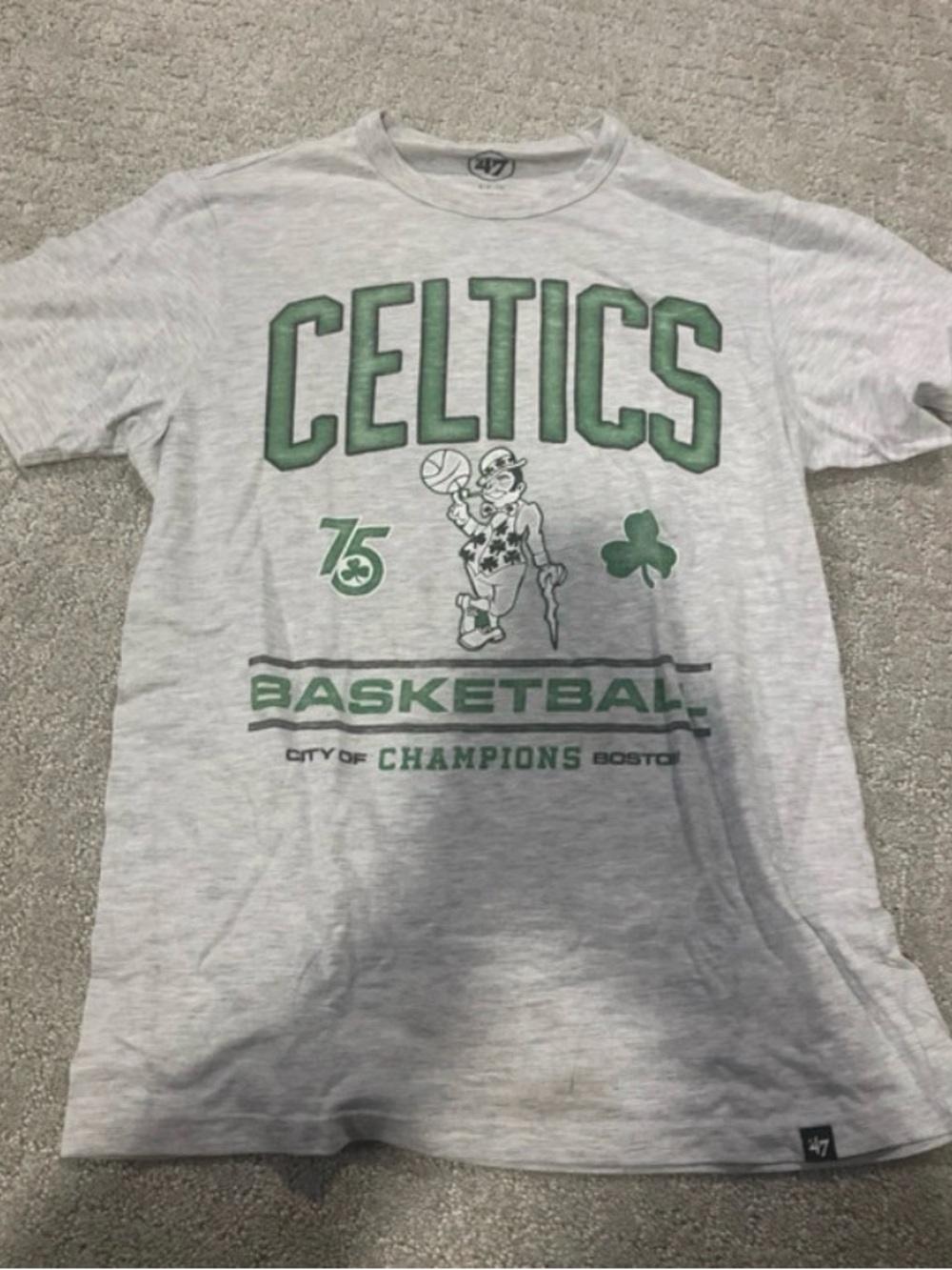 '47 Brand Boston Celtics Heather Gray Tee with Green Graphics
